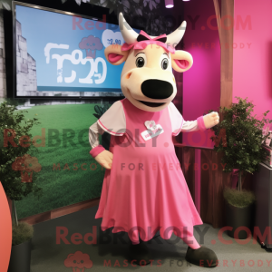Pink Jersey Cow mascot...