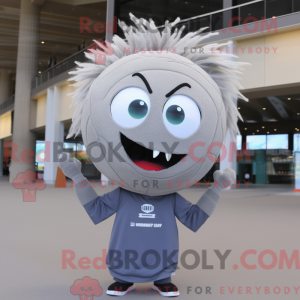 Gray Volleyball Ball mascot...