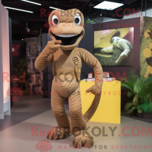 Brun Snake maskot kostume...