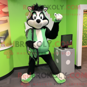 Green Skunk mascot costume...