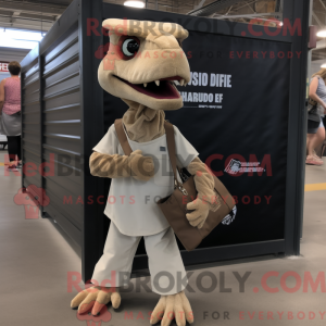 Beige Velociraptor maskot...