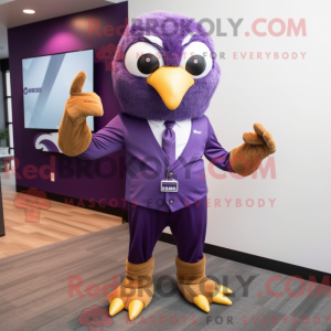 Purple Hawk mascot costume...