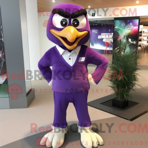 Purple Hawk mascot costume...