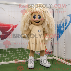 Beige Soccer Goal maskot...