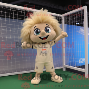 Beige Soccer Goal mascot...