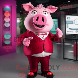 Magenta Pig Maskottchen...
