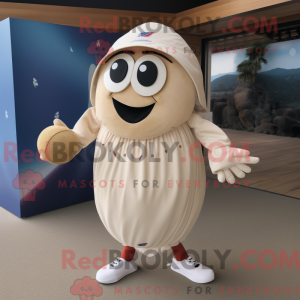 Cream Petanque Ball mascot...