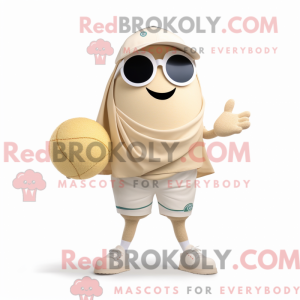 Cream Petanque Ball mascot...