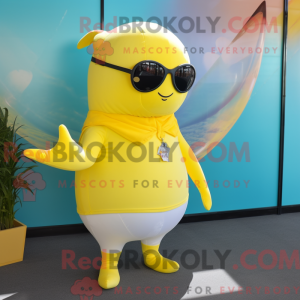 Lemon Yellow Narwhal mascot...