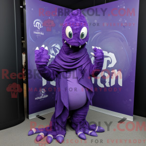 Purple Hydra mascot costume...