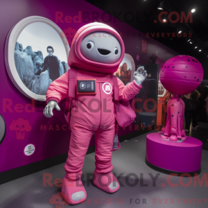 Magenta astronaut maskot...