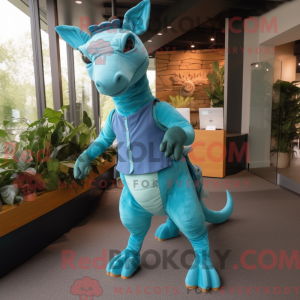 Cyan Parasaurolophus maskot...