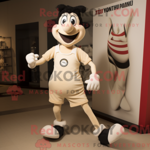 Beige Mime mascot costume...