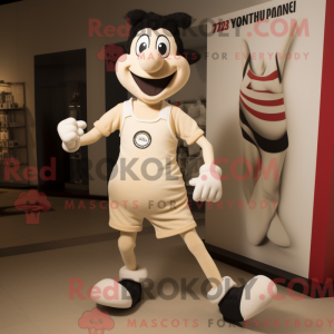 Beige Mime-mascottekostuum...