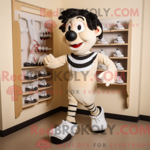Beige Mime-maskotdraktfigur...