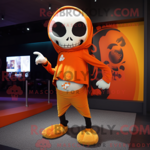 Orange Skull maskot kostume...