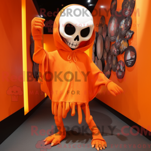 Orange Skull mascot costume...