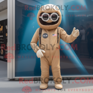 Tan Astronaut maskot drakt...