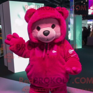 Magenta Teddy Bear mascot...