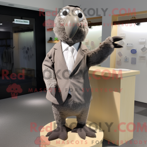 Gray Kiwi mascot costume...