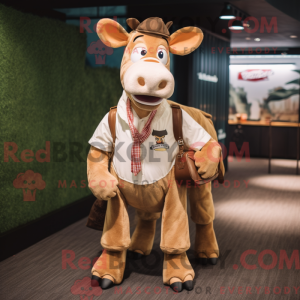Beige Jersey Cow mascot...