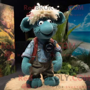 Teal Sheep mascot costume...