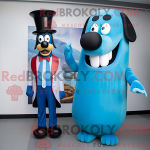 Blue Hot Dog mascot costume...