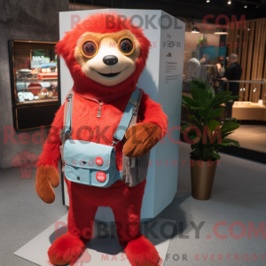 Red Sloth maskot kostume...