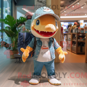 Peach Shark mascot costume...