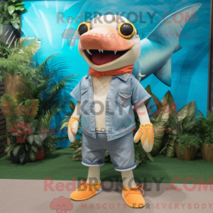 Peach Shark mascot costume...