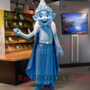 Sky Blue Elf maskot kostume...