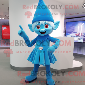 Sky Blue Elf mascot costume...