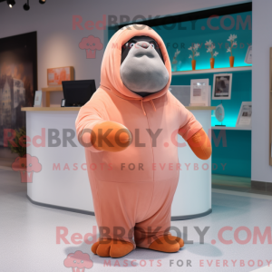 Peach Walrus maskot kostume...