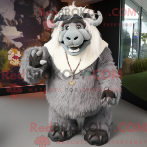 Gray Yak mascot costume...