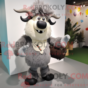 Gray Yak mascot costume...