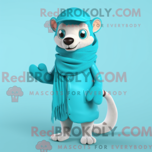 Cyan Weasel maskot kostume...