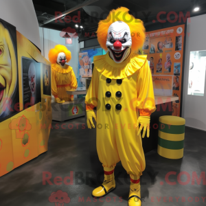 Yellow Evil Clown mascot...