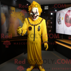 Yellow Evil Clown mascot...