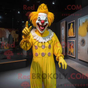 Yellow Evil Clown mascot...