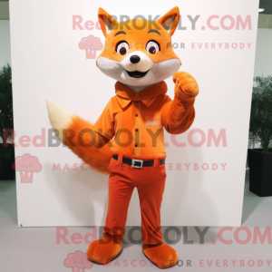 Orange Fox maskot kostume...