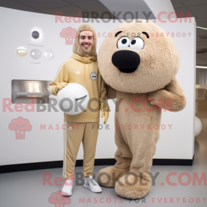 Beige Handball Ball mascot...