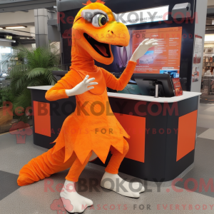 Orange Velociraptor maskot...