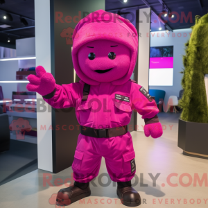 Magenta Army Soldier mascot...