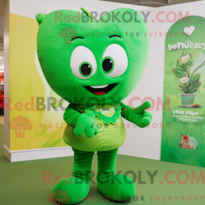 Green Heart mascot costume...