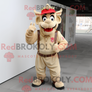 Beige Djævel maskot kostume...