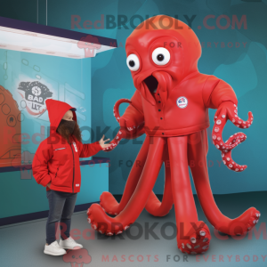 Rød Kraken maskot kostume...