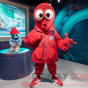 Rød Kraken maskot kostume...