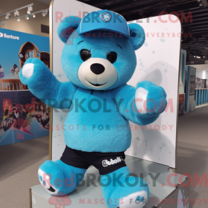 Sky Blue Teddy Bear mascot...