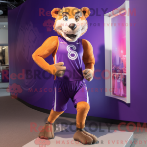 Purple Puma mascot costume...