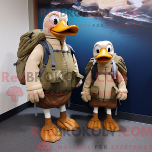 Tan Geese mascot costume...
